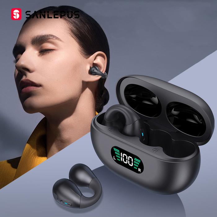 SANLEPUS Clip-Ear Bluetooth Headphones Bone Conduction Earphone TWS
