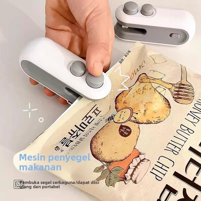 Segel Plastik Mini + Alat Press Portable - Penyegel Kemasan Snack Rumahan Praktis