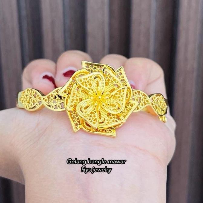 Gelang bangle mawar lapis emas