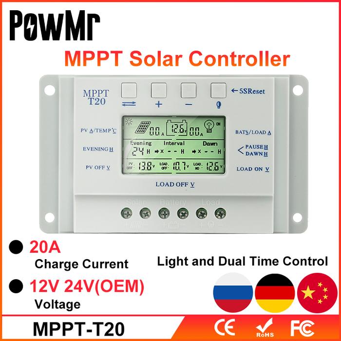 MPPT 20A 12V/24V Solar Cell Battery Charger Regulator Charge
