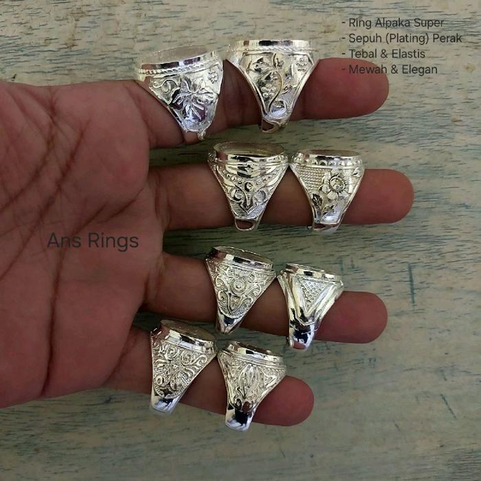 Ring Cincin Emban Akik Alpaka Super Sepuh Perak