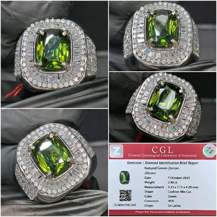 Natural Green Zircon 2.90cts memo CGL