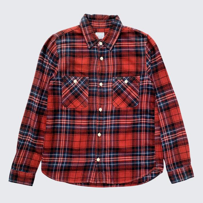Red Dark Blue Vintage Union Made Lee Sanforized Flannel Shirt - Unisex - S