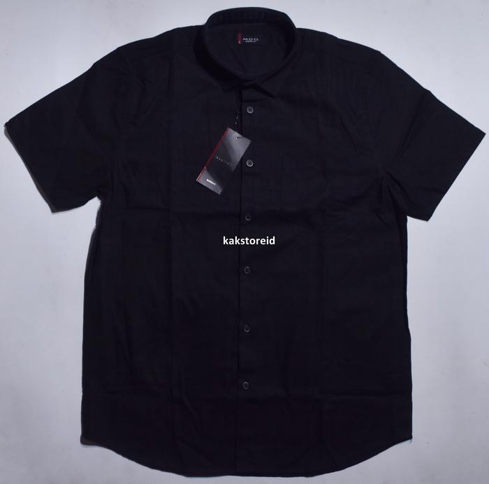 Kemeja Pria MOC Lengan Pendek Hitam Teksture Modern Fit LNN 09 #Kemeja Murah