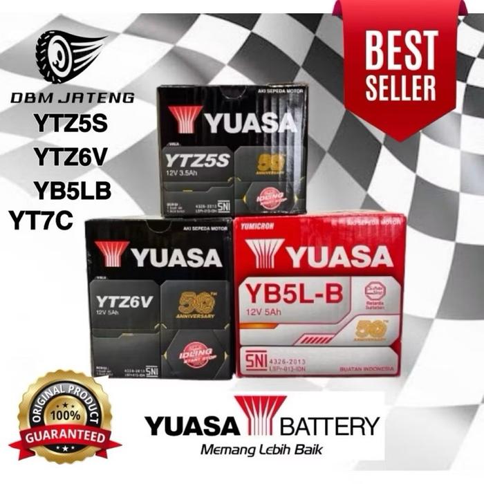 ￼100% ORIGINAL & BARU AKI YUASA ACCU UKURAN TIPE YTZ5S FU GRAND YTZ6V YB5LB YT7C HARGA GROSIR KERING