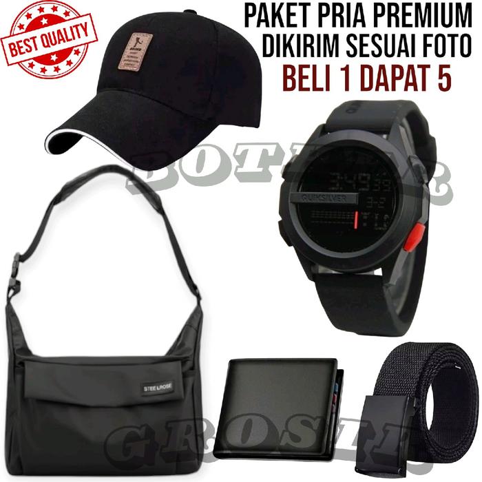 Paket Combo Terkeren 5IN1 Beli Jam Tangan Digital/Jam Tangan Digital Pria Free Tas Selempang Keren,T