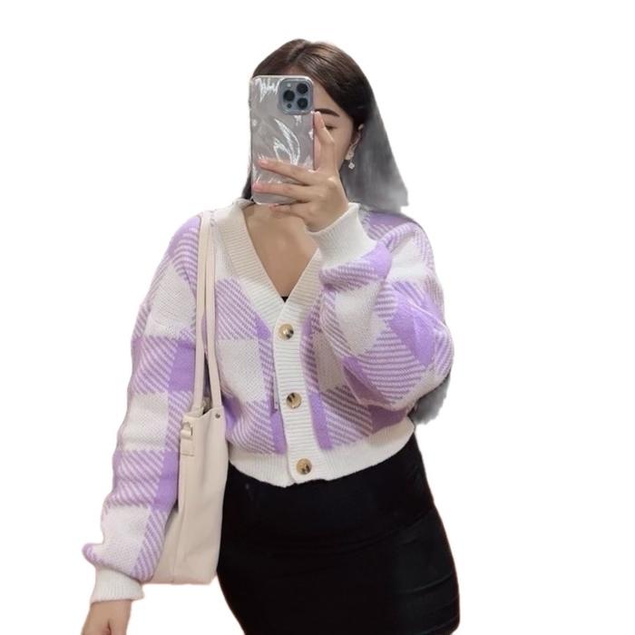 CARDIGAN RAJUT CROP LILAC