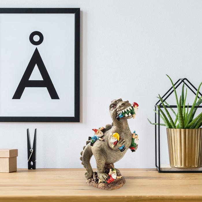 Dinosaur Eating Gnomes Statues Dwarfs Dinosaur Eating Gnomes