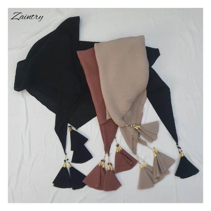 kerudung plisket bandul, jilbab segiempat plisket fashion wanita