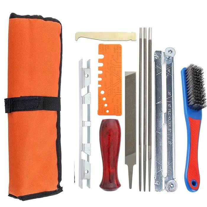 10/11/12 Pcs Set Professional Chainsaw Chain Sharpening Kit Tool Hardwood Handle Round/Flat File Gui