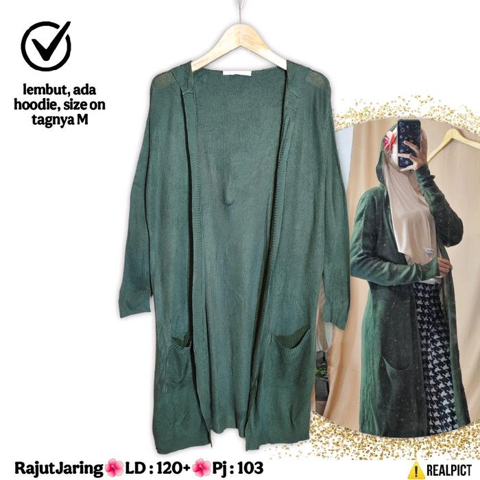 Long Outer Jaring Tipis All-Size S M L XL HOODIE Cardigan Army Lengan Panjang Auter Knit Adem Summer