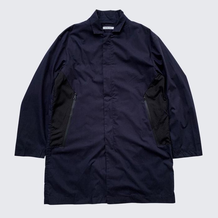 Dark Blue Black Global Work Tokyo Japan Ventilation Long Coat Nylon Jacket - Unisex - L