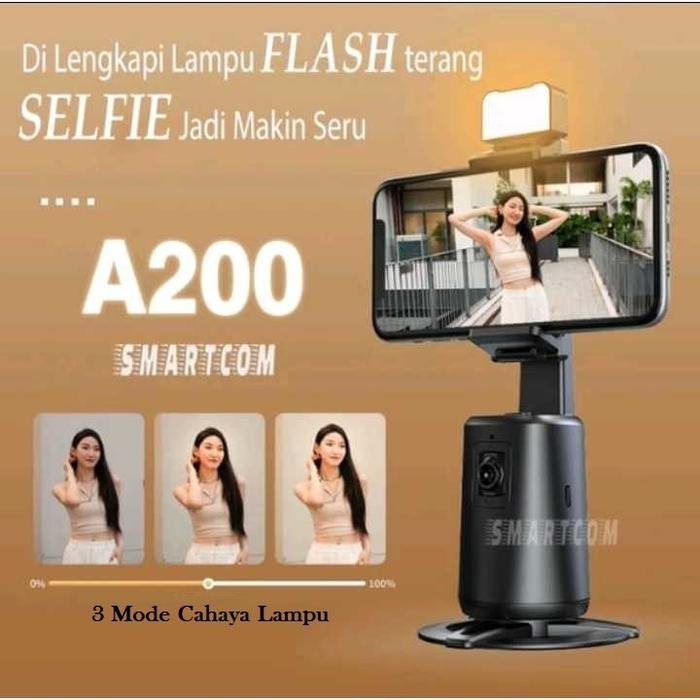 SMARTCOM ~ Paket Gimbal Stabilizer A200 Auto Face Tracking Gimbal Handphone Stabilizer 360