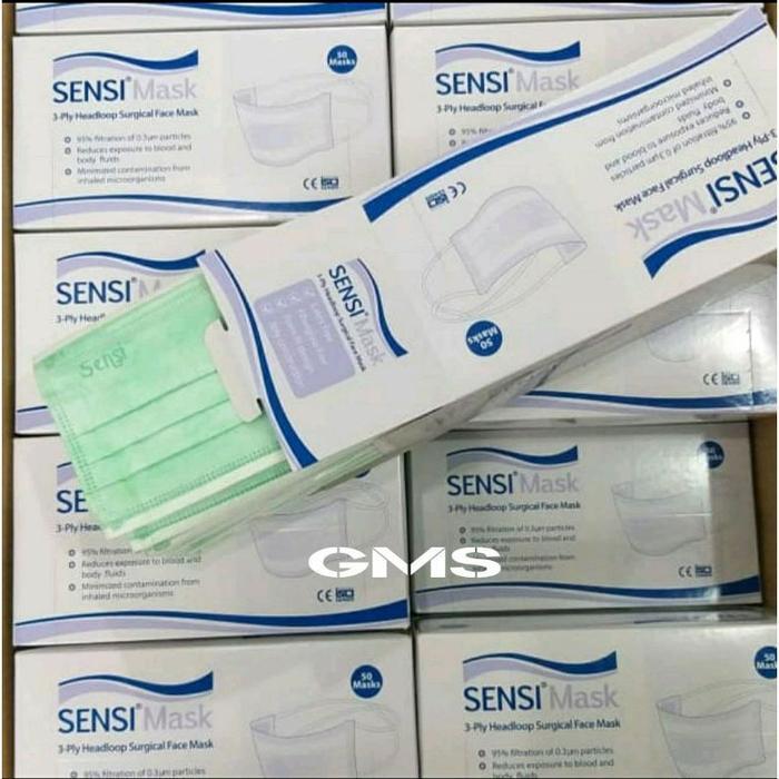Masker Sensi Hijab / Jilbab 3 Ply - Masker Sensi Headloop 3 Ply Per Box Isi 50 Pcs Pasti Promo