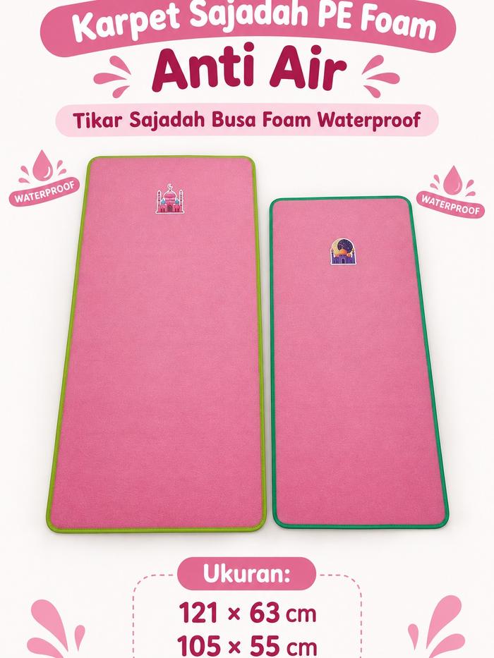 Karpet  Sajadah  pe foam Anti air, Tikar Sajadah busa foam Waterproof , ukuran : 121 x 63 cm dan 105