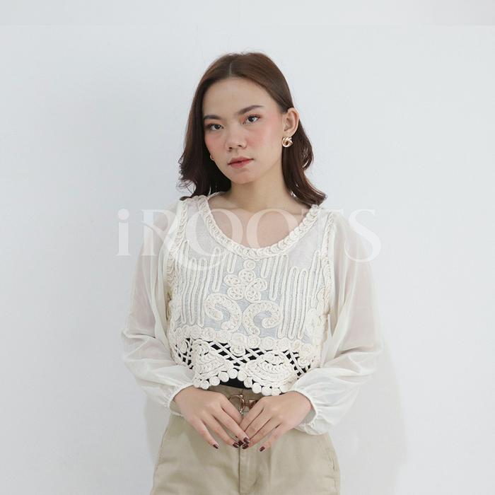 iRoots - Nausica Gibly / Blouse Wanita / Blouse Brukat / Atasa Aesthetic / Crop Top smart casual k12