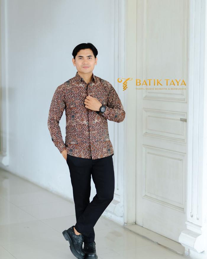 Kemeja Batik Lengan Panjang Batik Romonan Premium Bahan Katun Premium Full Furing