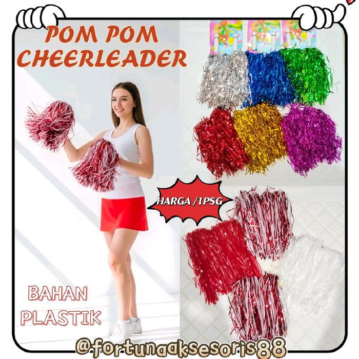 (1PSG) POM POM CHEERLEADER RUMBAI / POM POM TARI / POM POM WARNA WARNI / POM POM CHEERLEADER METALIK