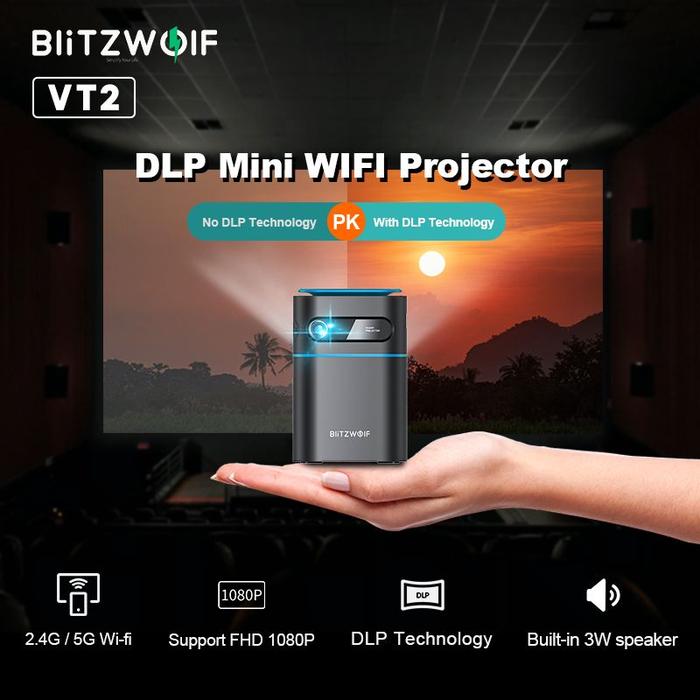 BlitzWolf-VT2 DLP Proyektor WIFI Mini Android 9.0 Speaker Bluetooth