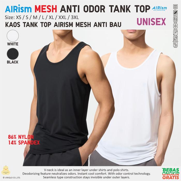 Kaos Dalaman UNIQLO Airism Mesh Anti Odor Inner Tank Baju Daleman Nilon Spandeks Unisex Tipis