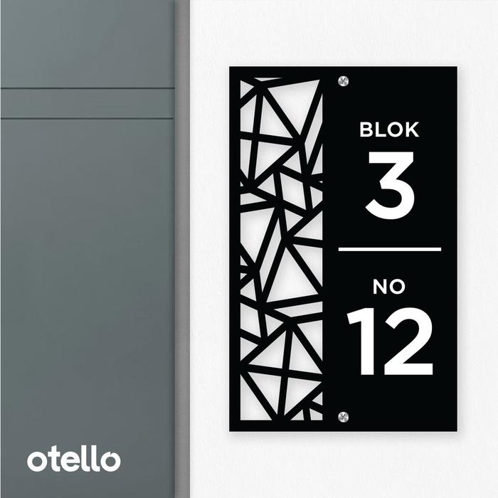 OTELLO PAPAN ALAMAT CUSTOM NOMOR RUMAH ACRYLIC CUSTOM AKRILIK LABEL NOMER HOUSE NUMBER LABEL ESTETIK