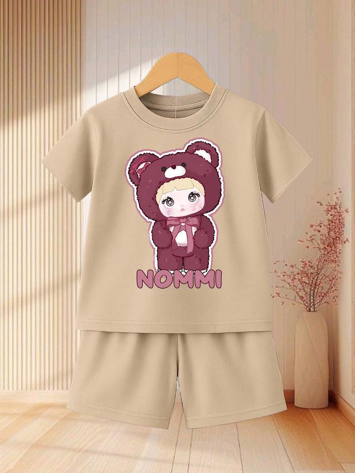 Nommi Setelan Kaos Anak Perempuan Karakter Nommi Imut Dan Lucu Dengan Desain Beruang Menggemaskan