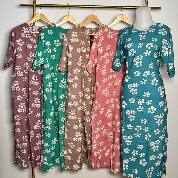 Afnan Daster Klok Batik Cap Pekalongan Lowo Busui Resleting Depan Kelelawar Rayon Super All Size Sam
