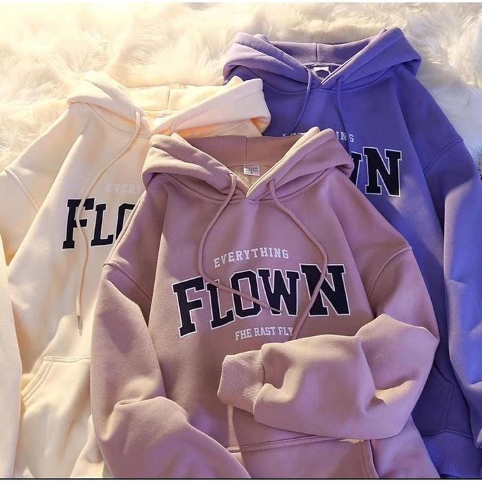 YULIA STORE FLOWN HODIE SWEATER OVERSIZE UNISEX WANITA PRIA BAHAN FLEECE