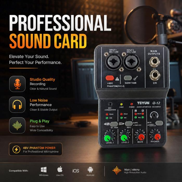 Mutiaramall - USB Sound Card | Audio Interface Mini | Adapter Suara