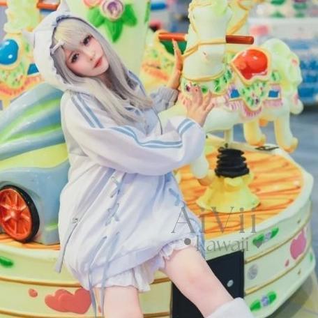 New 【Aivii】Hoodie Jaket Tenshi Kawaii Kei Horn Original Termurah