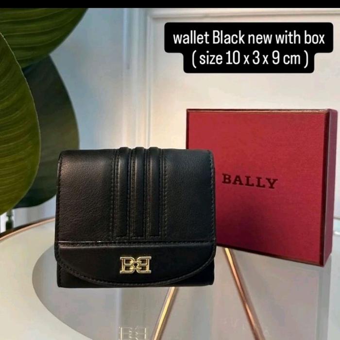 Bally Dompet Wanita Original Hitam dengan Box Model Terbaru Ukuran 10x3x9 cm