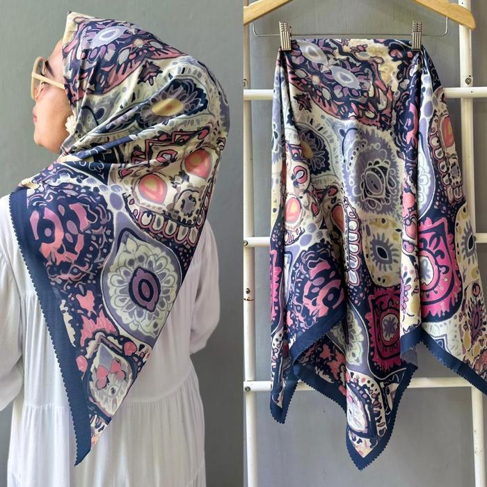 hijab voal motif denay journey My lady VZ kualitas premium / segi emapat voal sublim motif brand las