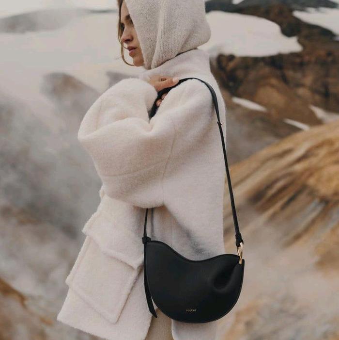tas selempang hobo Polene Numero Dix Smooth Root/Wood / POLENE Tonca Black