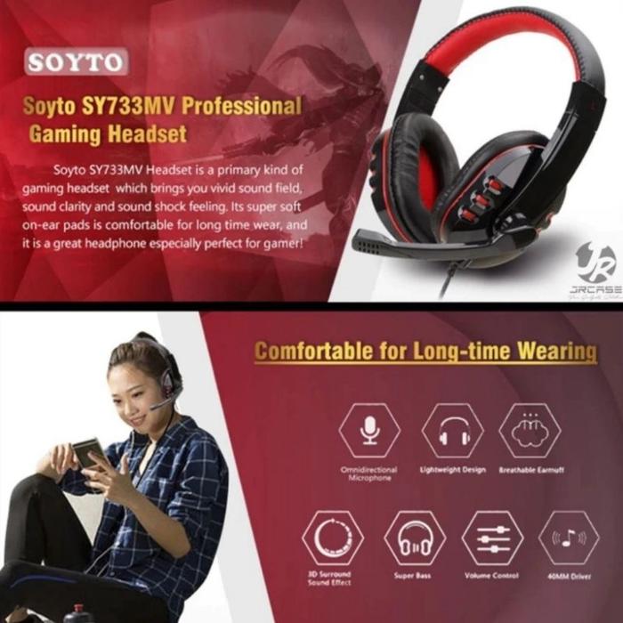 Headphone Gaming Weilishi W-160 + Microphone Pakai Kabel Headset Gaming