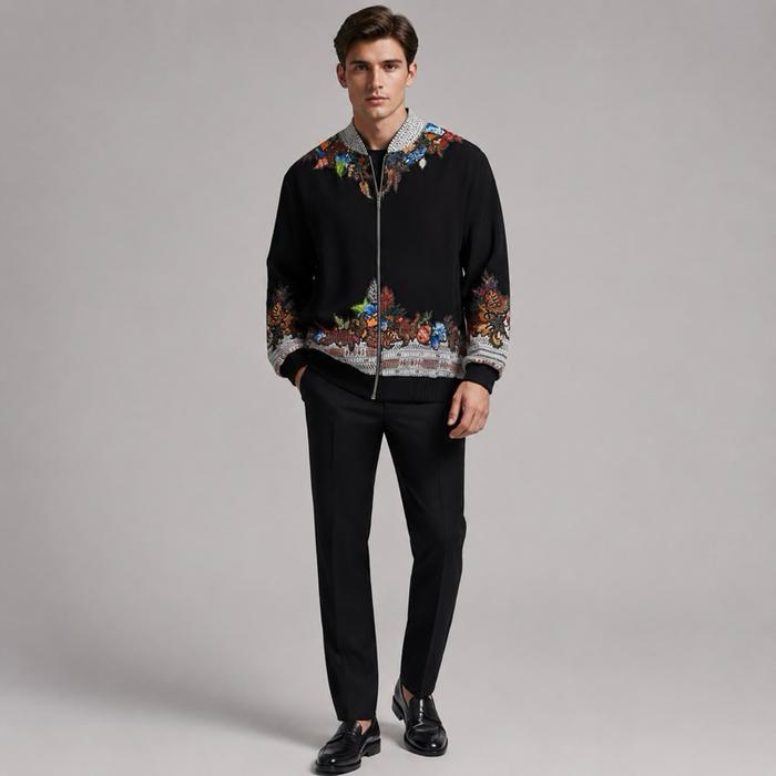 LUIRE Jacket Colet Ulos Pucca Lukisan Black Premium – Jaket Unisex Elegan Motif Colet Batik Lukis Ek