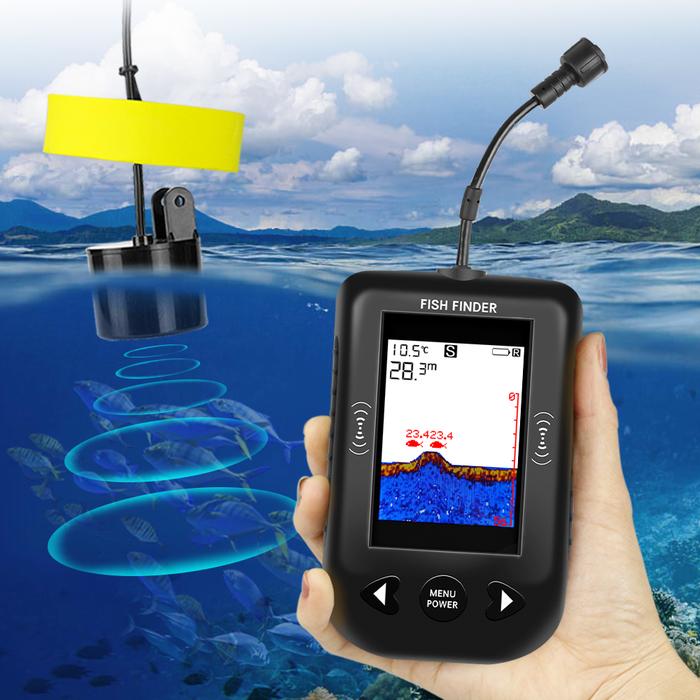 Erchang Portable Fish Finder Water Depth Echo Sounder Temperature Fishfinder with Wired Sonar Sensor