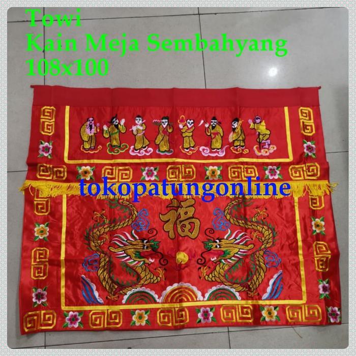 READY TOWI KAIN MERAH ALTAR SEMBAHYANG NAGA IMPORT BORDIR TERBAIK