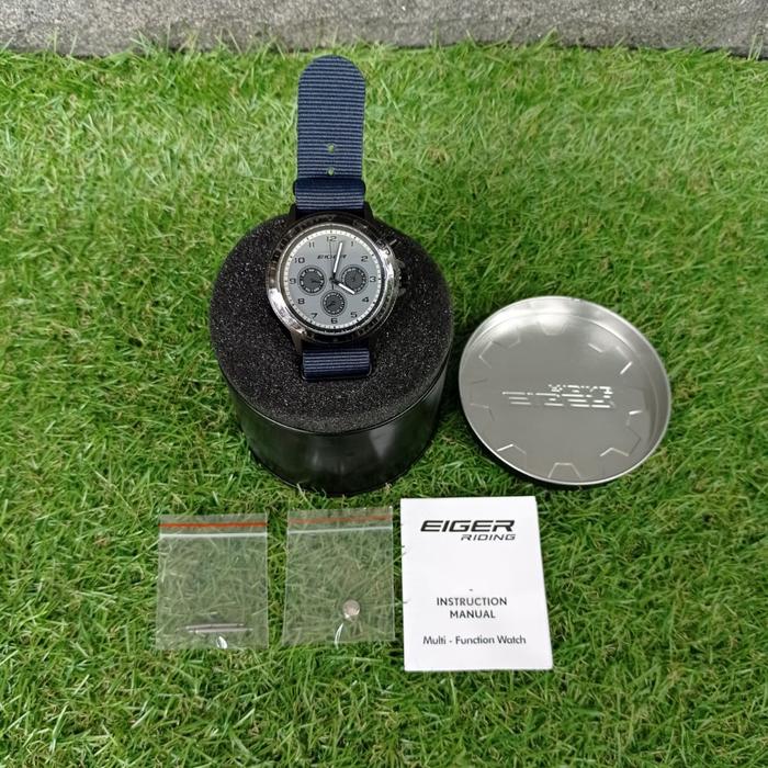 Jam Tangan Pria Analog Eiger Torque Watch Warna Hitam Strap Navy Case Aluminium Alloy Tahan Air 5 AT