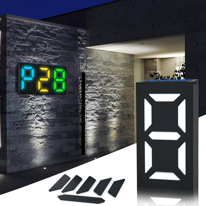 Upgrade DIY LED Nomor Alamat Plakat Warna-warni Tanda Nomor Rumah
