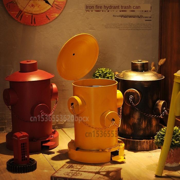 Retro Craft Style Trash Can Creative Iron Fire Hydrant Trash Can