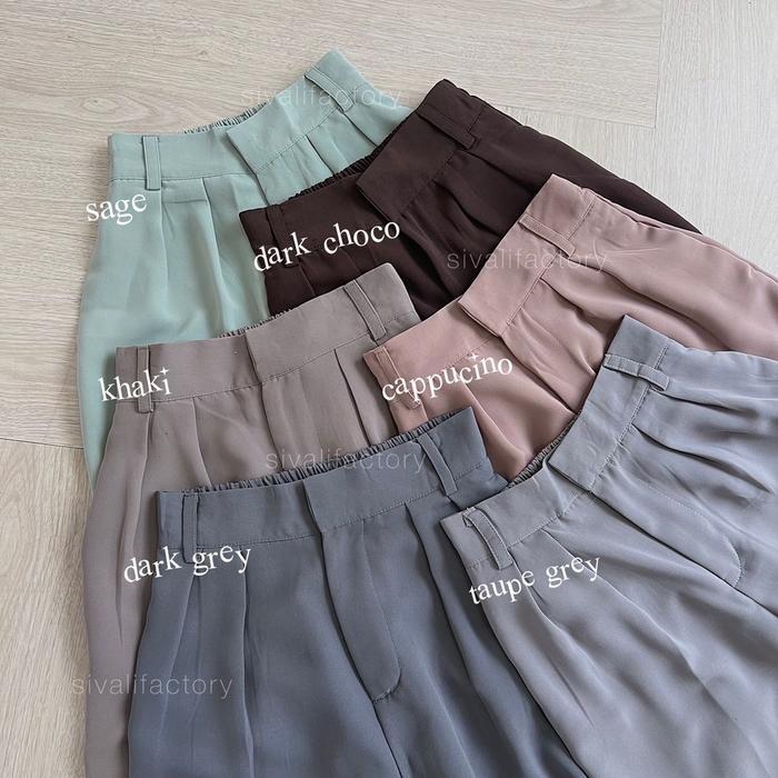 SIVALI Elika Pants - Celana Ankle Loose Wanita Panjang 7/8 Bahan Jatuh Katun Polter Outfit Casual Fo