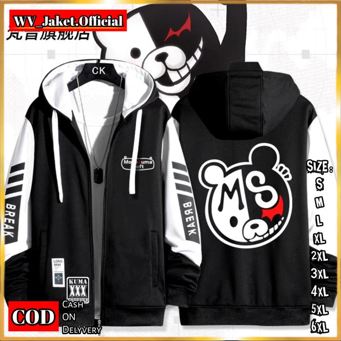 JAKET HOODIE ZIPPER MONOKUMA SOFT Jaket Zippers Kupluk OVERSIZE S M L XL JUMBO XXL XXXL 4XL 5XL 6XL 