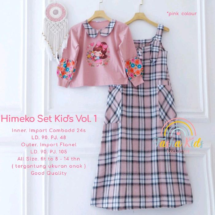 himeko setelan dres 2in1 kids perempuan kekinian inner import combad 24s outer import flanel untuk u