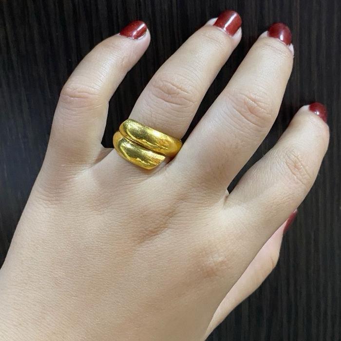 Cincin selisi belah rotan polos 20gr cantik tiruan emas LM