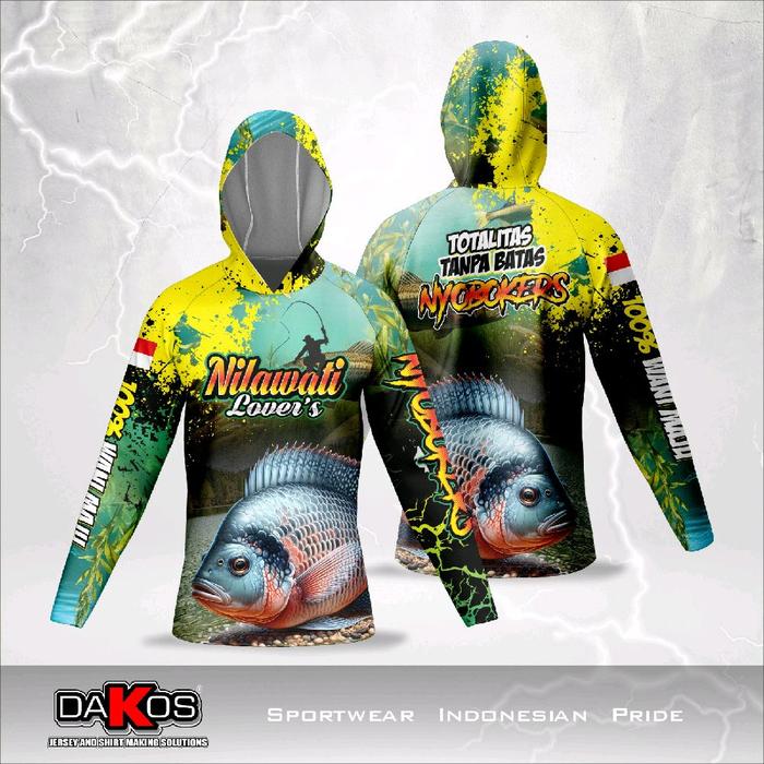 Jersey komunitas mancing IKAN NILA tangan panjang fullprint//Jersey mancing//ikan nila//komunitas ma