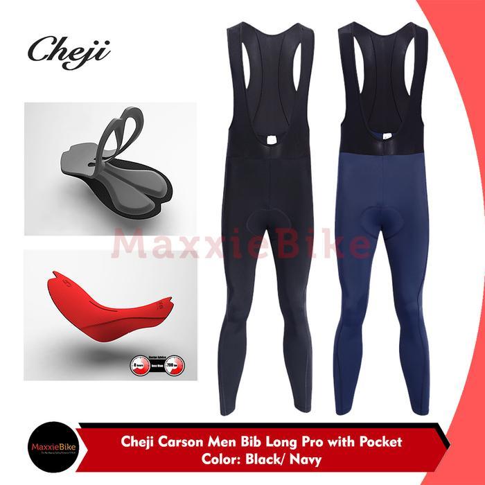 CHEJI Celana Sepeda Pria Panjang BIB PRO CJ-Carson Padding Pocket Kantong BIB LONG MEN PRO Race Cycl