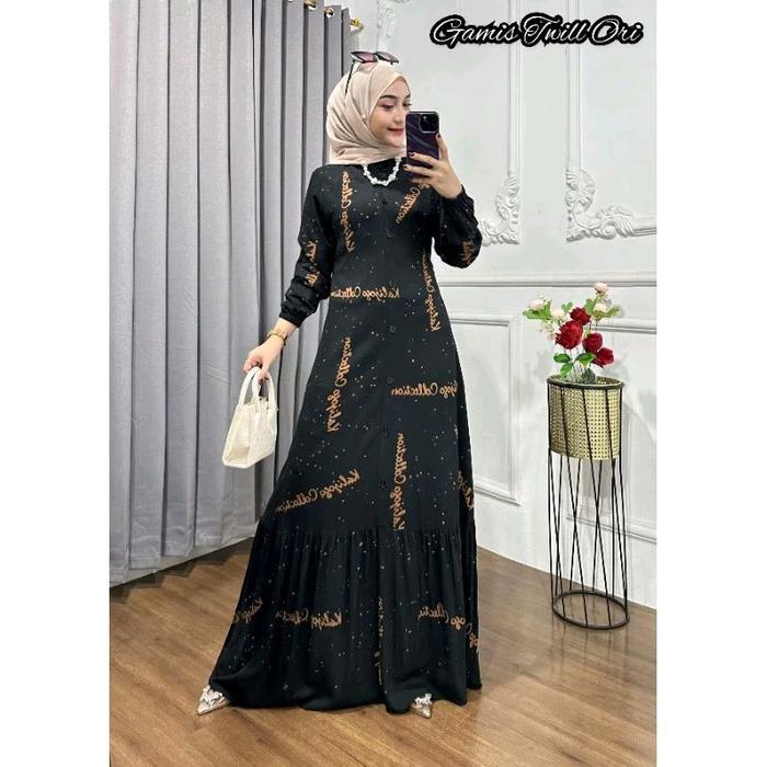 Gamis Twill Original Model Kancing Rempel Bawah Brand Kalijogo Batik Pasti Diskon