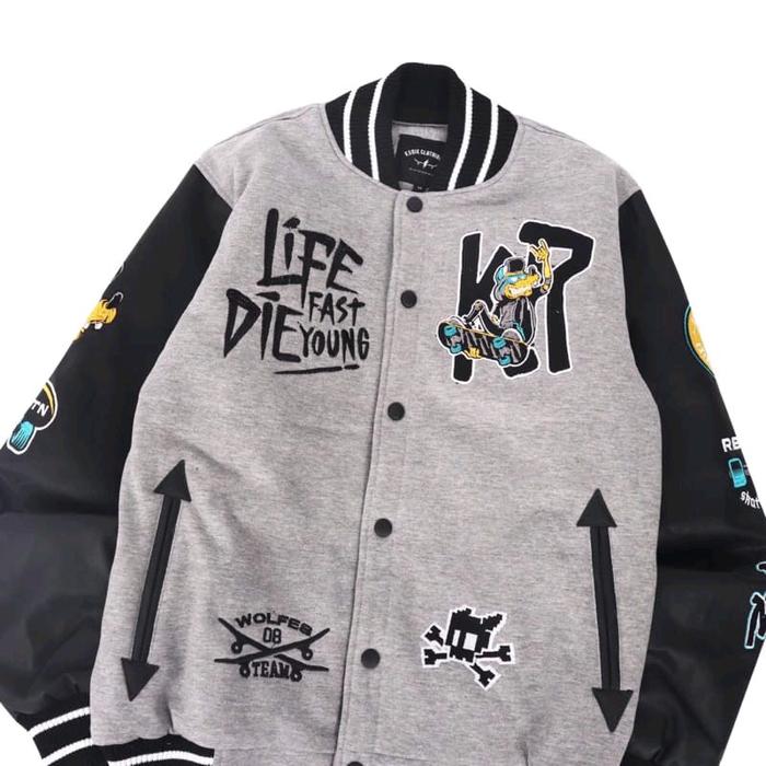 KUBIK REBEL VARSITY JACKET | WOLFSKATE GREY