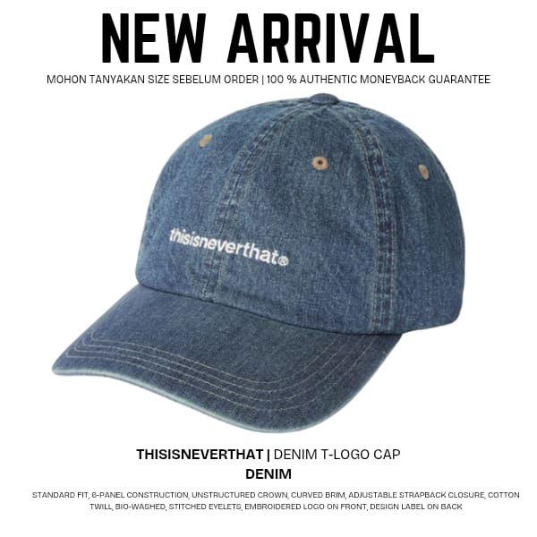 THISISNEVERTHAT Topi Denim T-Logo Cap Denim Standard Fit 6 Panel Construction Unstructured Crown Cur