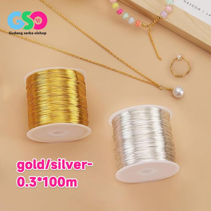 Gulungan Kawat Tembaga 100m Warna Emas Silver-Tali Kawat Tembaga Ukuran 0.3mm-Wire Perhiasan DIY Aks